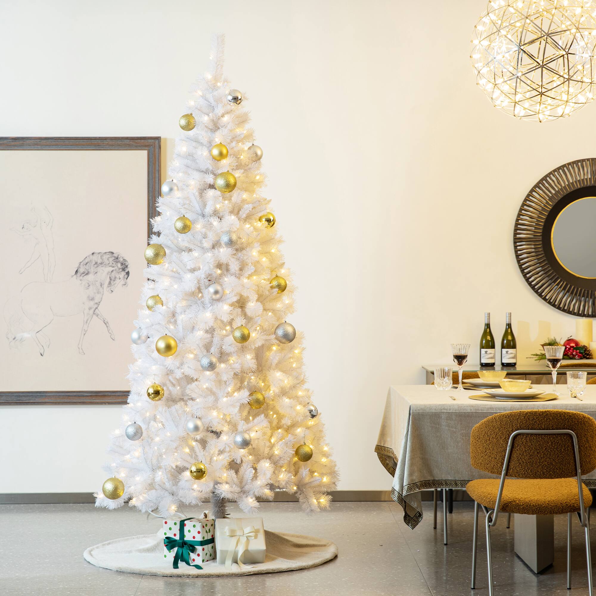 Glitzhome® Faux Rabbit Fur Christmas Tree Skirt